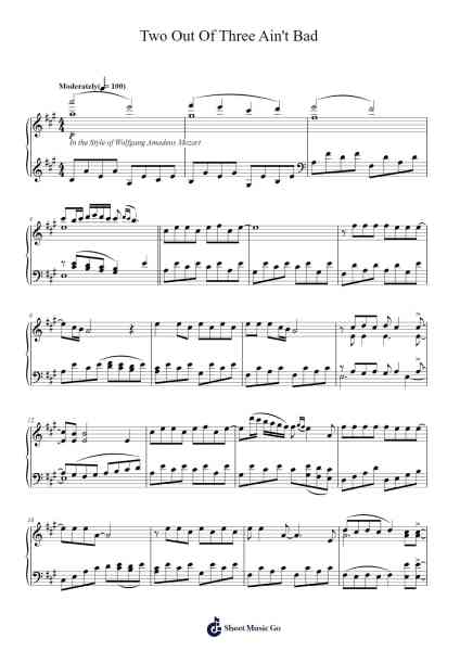 Two Out Of Three Ain't Bad Sheet Music by Meat Loaf-Arr.Uvey