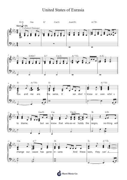 United States of Eurasia Sheet Music by Muse-Arr.Chamberg