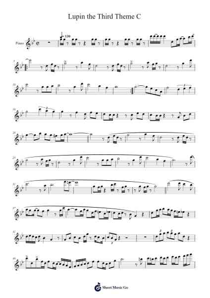Lupin the Third Theme C Sheet Music by Yuji Ohno-Arr.Sherrah Birroll