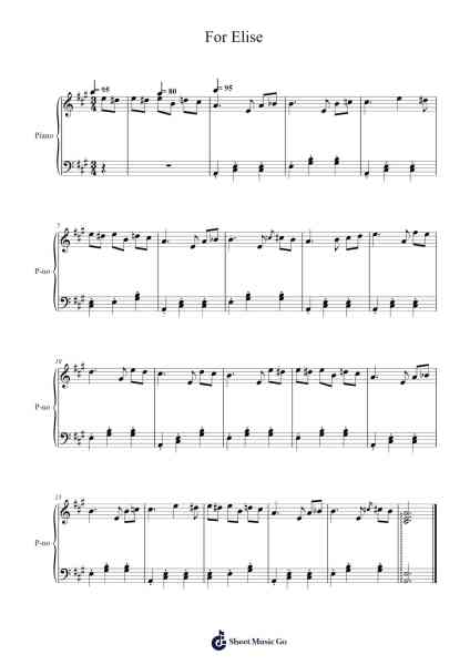 Für Elise in A Major Sheet Music by Ludwig van Beethoven-Arr.Bclark