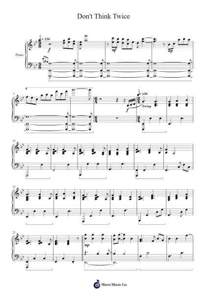 Don't Think Twice Sheet Music by Utada Hikaru-Arr.Barlo Osford