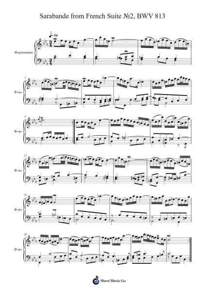 Sarabande from French Suite No. 2 in C Minor, BWV 813 Sheet Music by Johann Sebastian Bach-Arr.Hewkay Brewstience