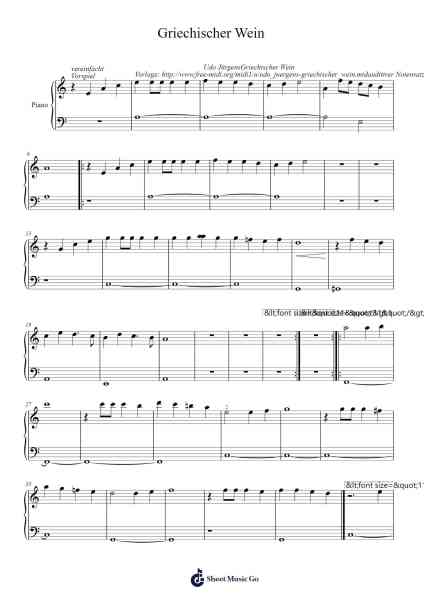 Griechischer Wein Notenblatt von Udo Jürgens-Arr.Snowno