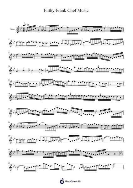 Filthy Frank Chef Music Sheet Music by Ondřej Lapčík-Arr.Haleale Quildy