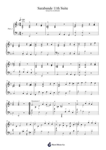 Sarabande 11th Suite Sheet Music by undefined-Arr.Ruthfitch Housed