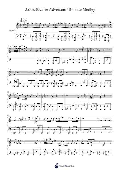 jojo's bizarre adventure ultimate medley Sheet Music by Fonzi M-Arr.Trabruce