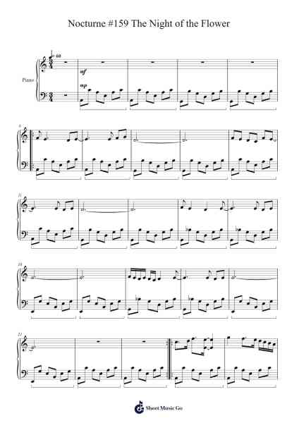 Nocturne #159 The Night of the Flower Sheet Music by Ronald Karle-Arr.Dwightlind
