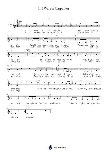 If I Were a Carpenter Sheet Music by Tim Hardin-Arr.Shirvien