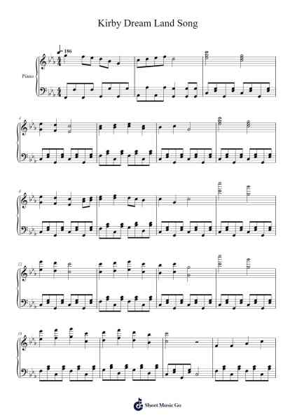 Kirby Dream Land Song Sheet Music by undefined-Arr.Hewkay Brewstience