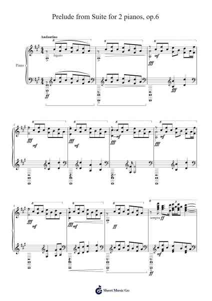 Prelude from Suite for 2 Pianos in D Minor, Op. 6 Sheet Music by Dmitri Shostakovich-Arr.Manlynch