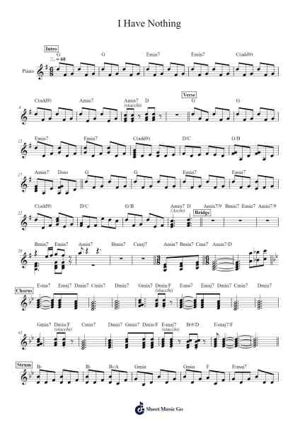 I Have Nothing Sheet Music by Whitney Houston-Arr.Spenriel Foxsoll
