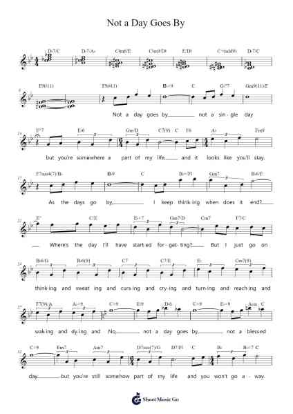 Not a Day Goes By Sheet Music by Steve Sondheim-Arr.Pegjim