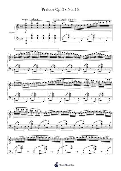 Prelude Op. 28 No. 16 in F Minor, Op. 28: No. 16 Sheet Music by Frédéric François Chopin-Arr.Sainsthea Flind