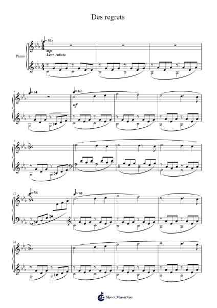 Des regrets Sheet Music by Cowyes-Arr.Yetkim Vauglvis