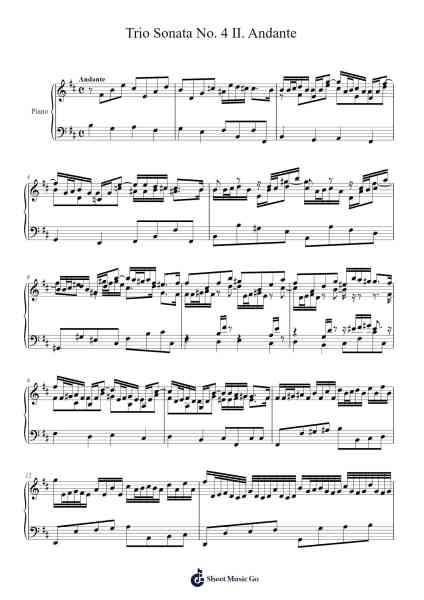 Trio Sonata No. 4 in D Major, BWV 528: II. Andante Sheet Music by Johann Sebastian Bach-Arr.Blandel