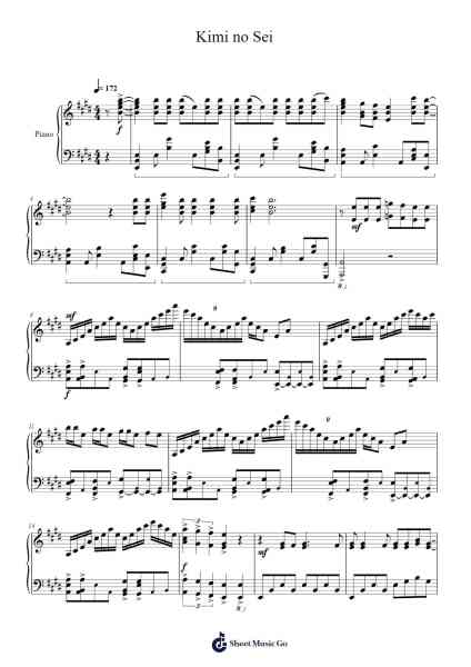 Kimi no Sei Sheet Music by The Peggies-Arr.Kawar Rusfrank
