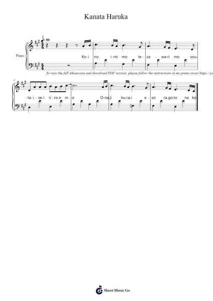 Kanata Haruka Sheet Music by Fitchda Penrid-Arr.Branlaine