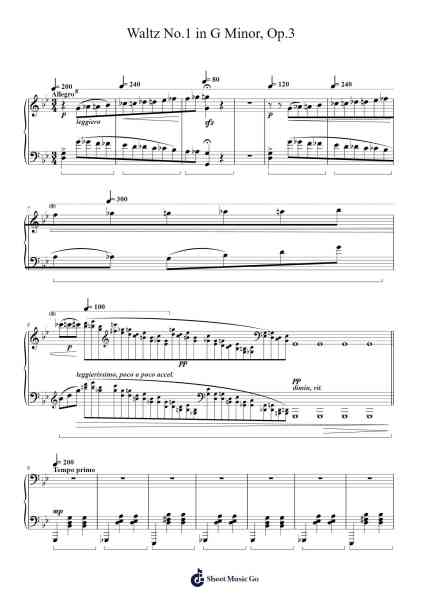 Waltz No.1 in G Minor, Op.3 Sheet Music by undefined-Arr.Priestwylde Backcah