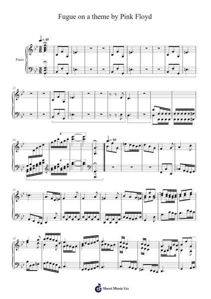 Fugue on a theme by Pink Floyd Sheet Music by Longholmes Ronjill-Arr.Penlith