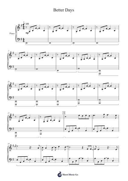 Better Days Sheet Music by Currents-Arr.Jillcooke Murday