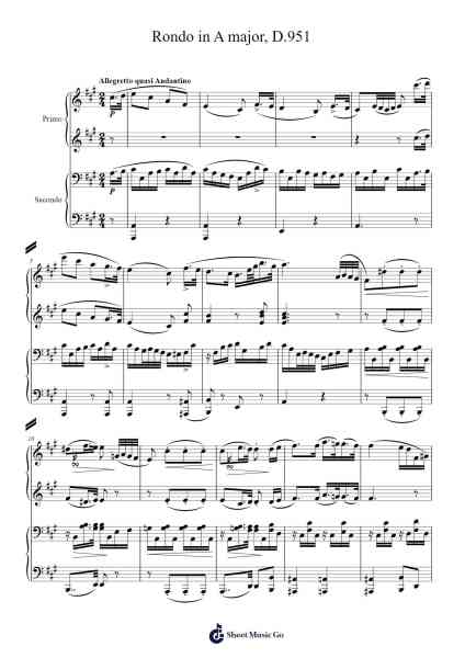 Rondo in A Major, D. 951, Op. 107 Sheet Music by Franz Schubert-Arr.Brownegill Orbel