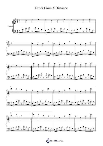 Letter From A Distance Sheet Music by Akira Kosemura-Arr.Cleleste