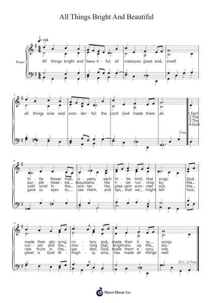 All Things Bright and Beautiful Sheet Music by Martin Shaw-Arr.Gwenpritt Chillor