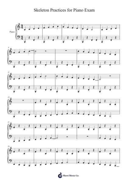 Skeleton Practices for Piano Exam Sheet Music by Tuukka Jokilehto-Arr.Chrislus Edtience