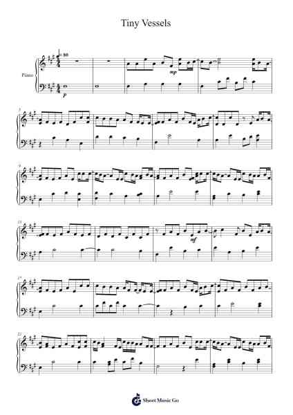 Tiny Vessels Sheet Music by Death Cab For Cutie-Arr.Kathtta