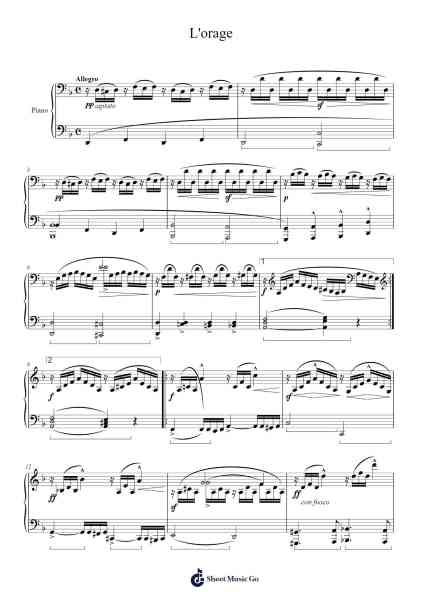 L'Orage Sheet Music by F. Burgmuller-Arr.Dechad