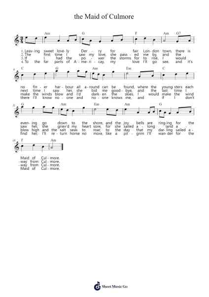 the Maid of Culmore Sheet Music by Trad-Arr.Thomgreg Woolfgou