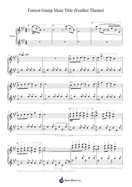 Forrest Gump Main Title (Feather Theme) Sheet Music by Alan Silvestri-Arr.Pullzie Willmiles