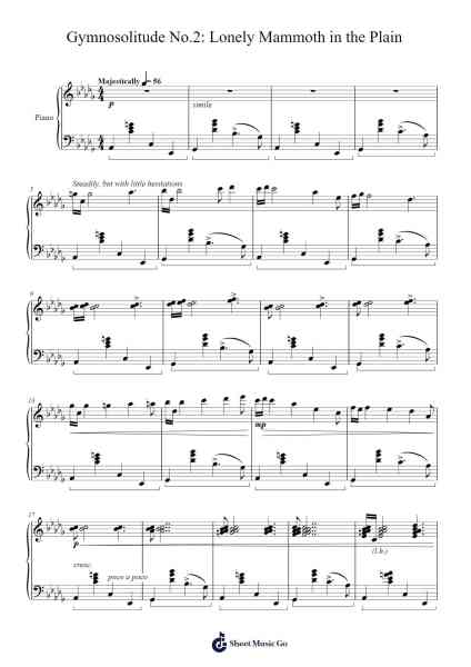 Gymnosolitude No.2: Lonely Mammoth in the Plain Sheet Music by Tuukka Jokilehto-Arr.Merdawn