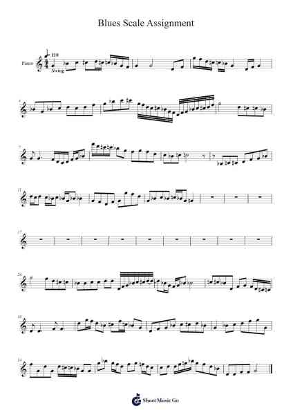 Blues Scale Assignment Sheet Music by undefined-Arr.Woosil Vauggel
