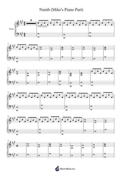 Numb (Mike's Piano Part) Sheet Music by undefined-Arr.Consdia Debruth