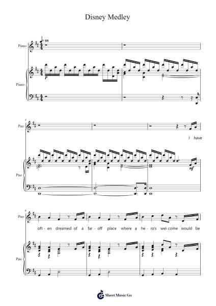 Disney Medley โน้ตเพลงโดย Misc Soundtrack-Arr.Alsriah