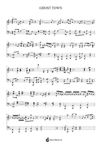 GHOST TOWN Sheet Music by Kanye West-Arr.Mattvelt