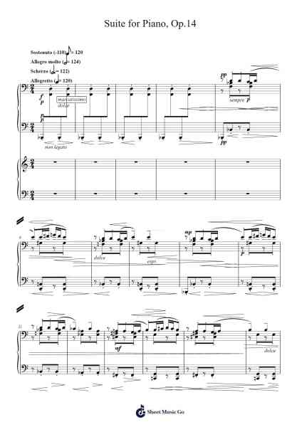 Suite for Piano, Op. 14 Sheet Music by Béla Bartók-Arr.Billel Samry
