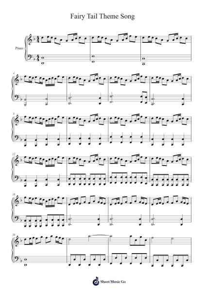 Fairy Tail Theme Song Sheet Music by Tydan-Arr.Huttwer Sampland