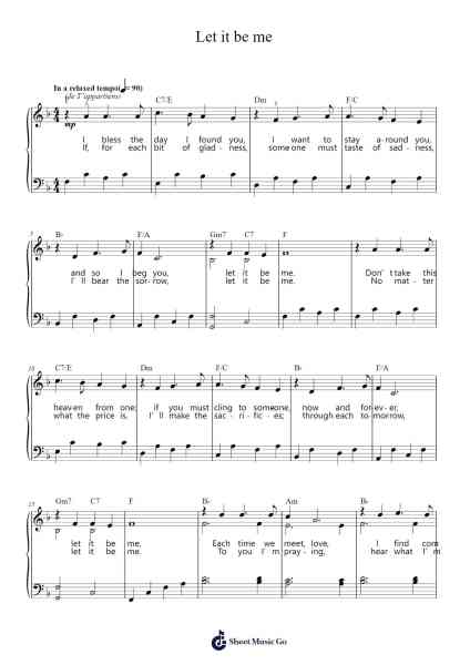 Let it be me Sheet Music by Elvis Presley-Arr.Keatsrid Burnsgo
