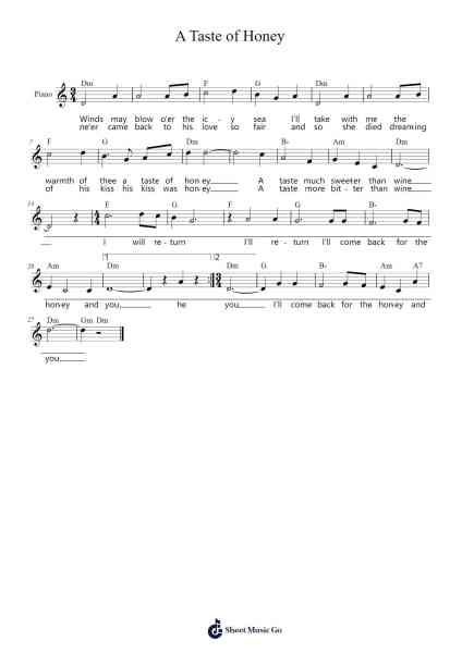 A Taste of Honey Sheet Music by Bobby Scott-Arr.Haycah Touthale