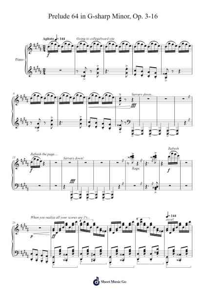 Prelude 64 in G-sharp Minor, Op. 3-16 Sheet Music by Timothy Cho-Arr.Jusmens