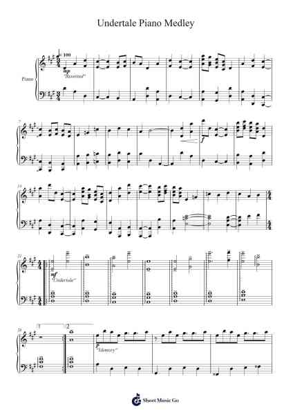 Undertale Piano Medley Sheet Music by Youngter Abliet-Arr.Mileswin Joanmuel