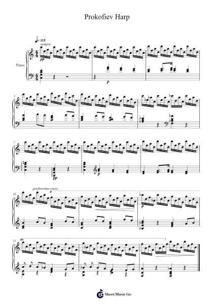 Prokofiev Harp Sheet Music by Sergei Prokofiev-Arr.Wildbias