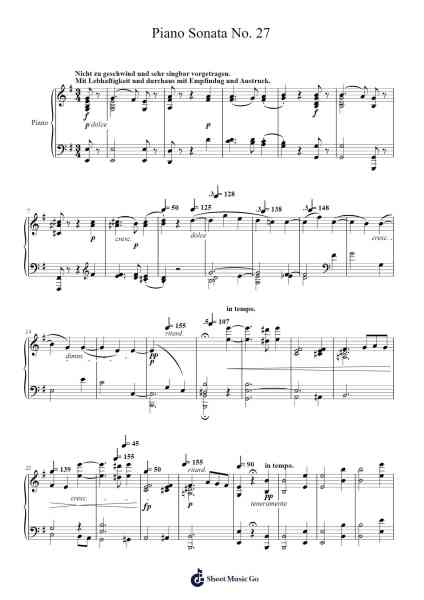 Piano Sonata No. 27 in E Minor, Op. 90: I. Mit lebhaftem, jedoch nicht zu schnell Sheet Music by Ludwig van Beethoven-Arr.Longbohm