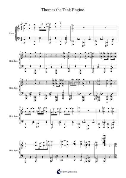 Thomas the Tank Engine Sheet Music by undefined-Arr.Yulejah