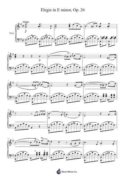 Elegie in E minor, Op. 26 Sheet Music by Wasyl Prisowski-Arr.Bloorvogt