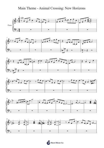 Main Theme - Animal Crossing: New Horizons Sheet Music by undefined-Arr.Haynin