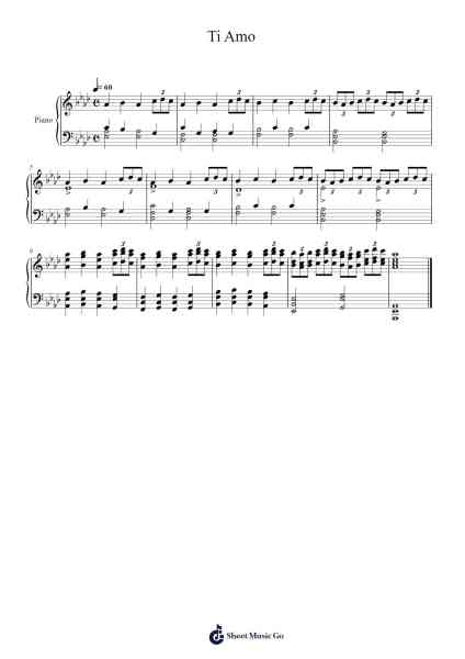 Ti Amo Sheet Music by Umberto Tozzi-Arr.Wilheljones