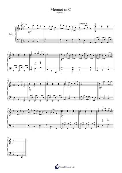 Menuet in C Sheet Music by Leopold Mozart-Arr.Hason